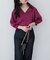 【natural couture】オープンカラー袖口シャーリングブラウス