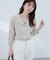 【natural couture】オープンカラー袖口シャーリングブラウス