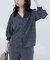 【natural couture】オープンカラー袖口シャーリングブラウス