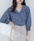 【natural couture】オープンカラー袖口シャーリングブラウス