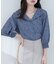 【natural couture】オープンカラー袖口シャーリングブラウス