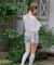 【continuer】5分袖ラッフルブラウス&シャーリングキャミ