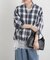 先染めチェックタケノコタックブラウス