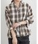 先染めチェックタケノコタックブラウス