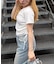 【ANOTHER BRANCH】アソートラインストーンロゴ脇ギャザーＴシャツ