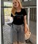 【ANOTHER BRANCH】アソートラインストーンロゴ脇ギャザーＴシャツ