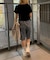 【ANOTHER BRANCH】アソートラインストーンロゴ脇ギャザーＴシャツ