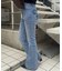 【continue】SM展開ありレースアップリボンポケット付きセミフレアデニム