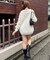【continuer】ハートケーブル肩開きリボンニットワンピ
