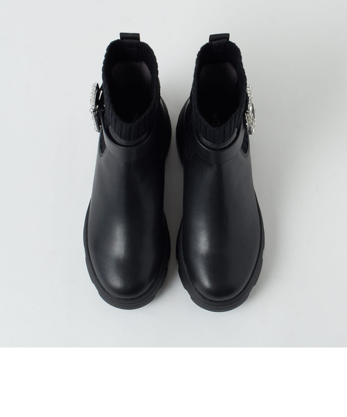 撥水加工】クリスタルバックルショートブーツ｜ダイアナのアウトレット