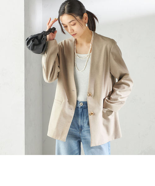 SHIPS 2025 Asamiカラーレスジャケット 36ノーカラージャケット SHIPS｜<手洗い可能>Asami 麻調合繊 カラーレス ジャケット