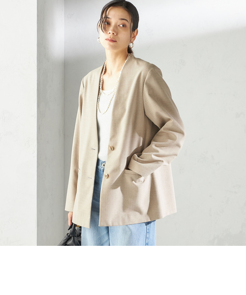 手洗い可能〉Asami 麻調合繊 カラー レス ジャケット 2