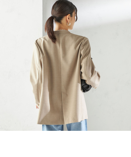 SHIPS 2025 Asamiカラーレスジャケット 36ノーカラージャケット SHIPS｜<手洗い可能>Asami 麻調合繊 カラーレス ジャケット