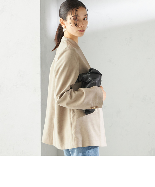 手洗い可能〉Asami 麻調合繊 カラー レス ジャケット 2