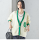【SHIPS別注】LOGAN KNITTING MILLS: Vネック パッチ カーディガン