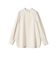 〈手洗い可能〉ウール混 スタンドカラー 袖 シャーリング ブラウス