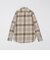 GUY ROVER: コットンフランネル ブラウン/ベージュ チェック ワイドカラー シャツ