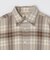 GUY ROVER: コットンフランネル ブラウン/ベージュ チェック ワイドカラー シャツ
