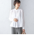〈手洗い可能〉フリル ネック フロント ギャザー ブラウス