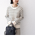 【WEB限定】〈手洗い可能〉ボーダー リブ スリーブ ベーシック ニット