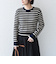【WEB限定】〈手洗い可能〉ボーダー リブ スリーブ ベーシック ニット