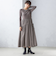 〈手洗い可能〉リブ ニット 長袖 × 布帛 ギャザー スカート ワンピース
