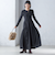 〈手洗い可能〉リブ ニット 長袖 × 布帛 ギャザー スカート ワンピース