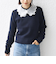 【WEB限定】〈手洗い可能〉布帛 襟付き ニット プルオーバー