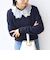 【WEB限定】〈手洗い可能〉布帛 襟付き ニット プルオーバー