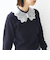 【WEB限定】〈手洗い可能〉布帛 襟付き ニット プルオーバー