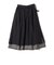 SHIPS Primary Navy Label:裾 フリンジ 千鳥 フレア スカート