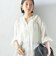 〈手洗い可能〉シルク混 シアー フリル ネック ギャザー ブラウス