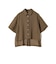 〈手洗い可能〉麻調 メッシュ 半袖 ビッグ シャツ