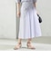 〈手洗い可能〉ストライプ フロント ポケット フレア スカート