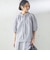 〈手洗い可能〉ストライプ フリル ネック リボン 半袖 ブラウス