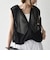 SHIPS any:〈手洗い可能〉メッシュ シアー ドロスト ギャザー ノースリーブ ベスト