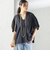 〈接触冷感 / 撥水加工〉TEX BRID(R)タフタ スキッパー 5分袖 ブラウス