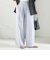 〈接触冷感・手洗い可能〉麻混 シャンブレー ウエスト ゴム ワイド パンツ
