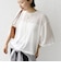 〈手洗い可能〉シアー トリコット ポリエステル ベロア 五分袖 ワイド TEE