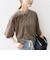 〈手洗い可能〉シアー トリコット ポリエステル ベロア 五分袖 ワイド TEE