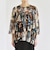 quaranciel:〈洗濯機可能〉シアー フラワー プリント ノーカラー ヨーク シャツ ブラウス