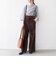 SHIPS any:〈手洗い可能〉コーデュロイ サスペンダー付 ハイウエスト ワイド パンツ