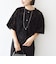 little black:〈手洗い可能〉パール 釦 フリル チュール 半袖 ブラウス