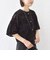 little black:〈手洗い可能〉パール 釦 フリル チュール 半袖 ブラウス