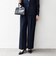 SHIPS any:〈手洗い可能〉ジャカード タック セミワイド パンツ［NAVY BLUE］