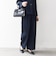 SHIPS any:〈手洗い可能〉ジャカード タック セミワイド パンツ［NAVY BLUE］