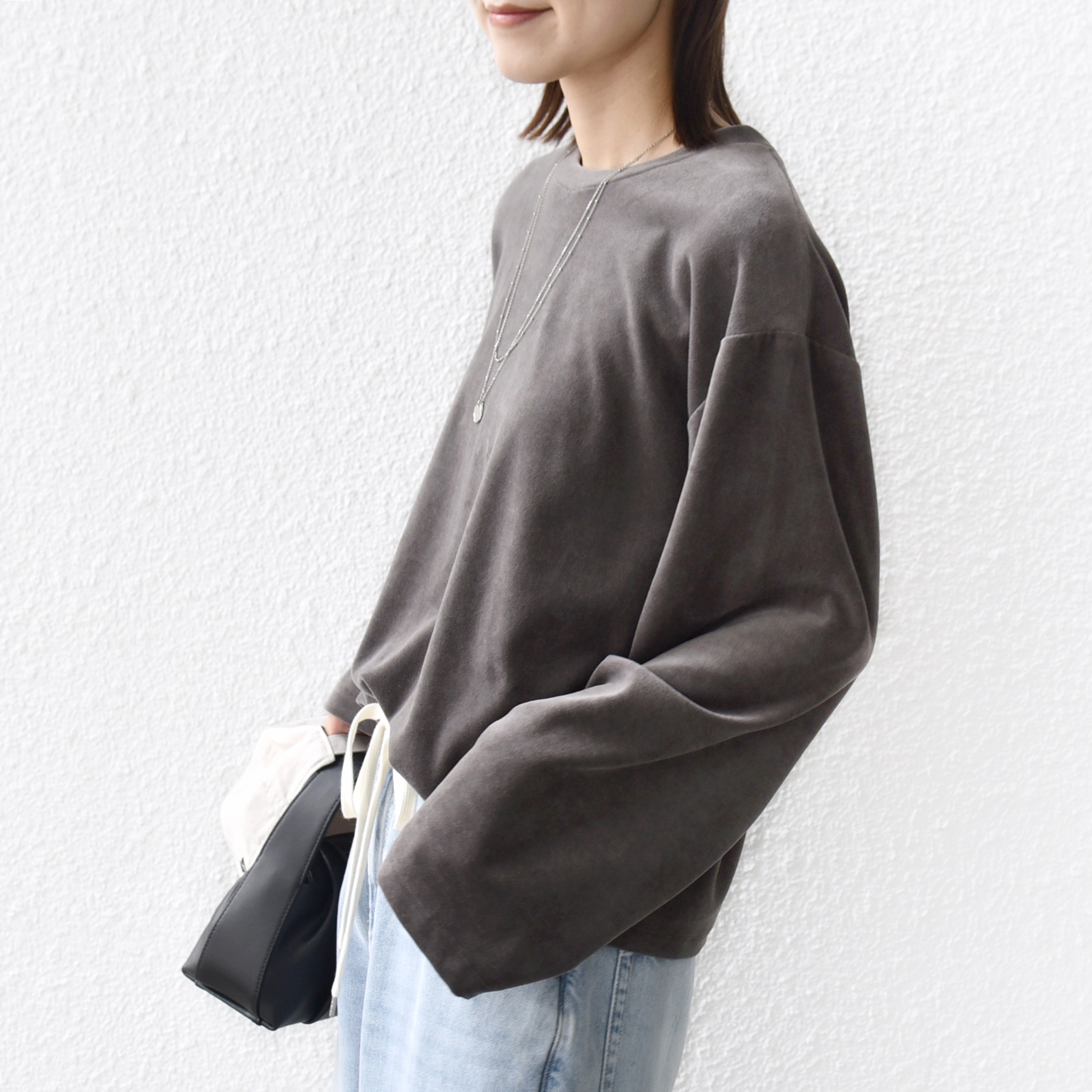 〈手洗い可能〉コットン ポリエステル ベロア ワイド スリーブ