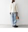 SHIPS any:〈手洗い可能〉ジャカード ノーカラー ペプラム ジャケット［NAVY BLUE］