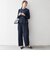 SHIPS any:〈手洗い可能〉ジャカード ノーカラー ペプラム ジャケット［NAVY BLUE］