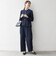 SHIPS any:〈手洗い可能〉ジャカード ノーカラー ペプラム ジャケット［NAVY BLUE］